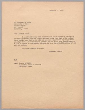 [Letter from Harris L. Kempner to Dr. Chauncey D. Leake, December 11, 1946]