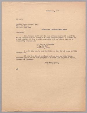 [Letter from Harris L. Kempner to Steuben Glass Company, Inc., December 9, 1946]