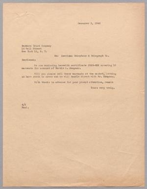 [Letter from A. H. Blackshear, Jr. to Bankers Trust Company, December 3, 1946]