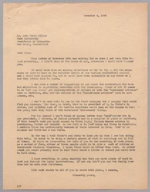[Letter from Harris Leon Kempner to John Perry Miller, December 4, 1946]