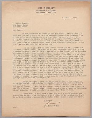 [Letter from Yale University Department of Economics to Mr. Harris Kempner, November 18, 1946]