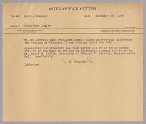 [Inter-Office Letter from Isaac Herbert Kempner, Jr., to Harris Leon Kempner, November 29, 1946]
