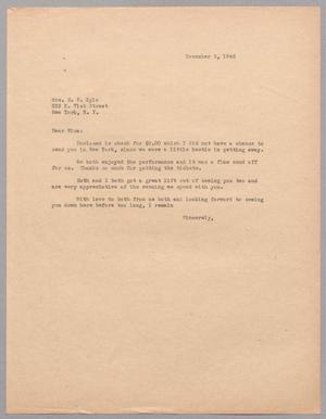 [Letter from Harris L. Kempner to Mrs. R. S. Kyle, December 3, 1946]