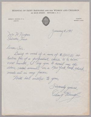 [Letter from Cheng, Tsung-O to Mr. H. Kempner, January 4, 1951]