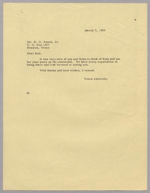 [Letter from Harris L. Kempner to R. O. Beach, Jr., March 7, 1953]