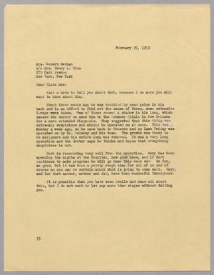 [Letter from Harris L. Kempner to Mrs. Robert Nathan, February 25, 1953]
