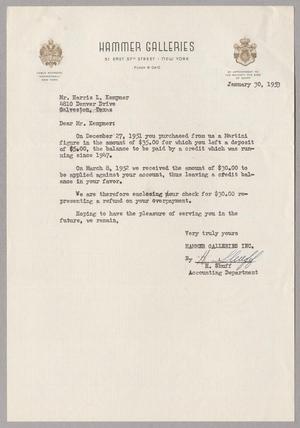 [Letter from H. Shuff to Mr. Harris L. Kempner, January 30, 1953]