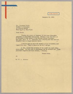 [Letter from Harris L. Kempner to Mr. Buckley Wells, January 19, 1953]