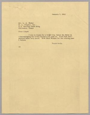 [Letter from Harris Leon Kempner to Lloyd A. Weber, January 7, 1953]