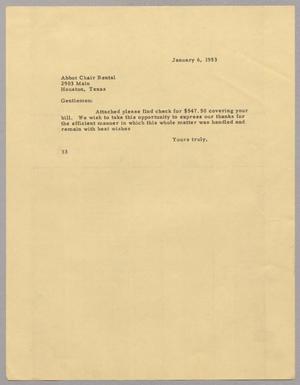 [Letter from Harris L. Kempner to Abbot Chair Rental, January 6, 1953]