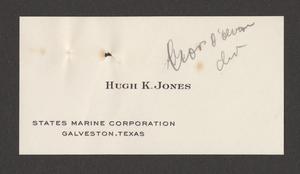 [Annotated Business Card for Hugh K. Jones]