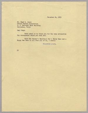 [Letter from Harris L. Kempner to Hugh K. Jones, December 24, 1953]