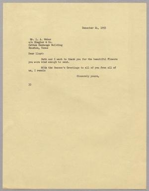 [Letter from Harris Leon Kempner to Lloyd A. Weber, December 24, 1953]