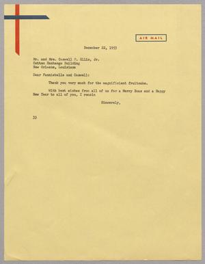 [Letter from Harris L. Kempner to Caswell Ellis, Jr. and Fanniebelle Ellis, December 22, 1953]