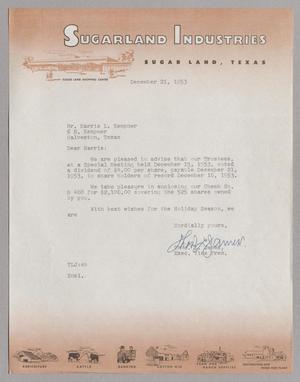[Letter from Thos. L. James to Mr. Harris L. Kempner, December 21, 1953]