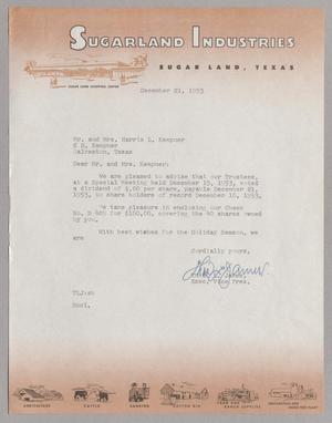 [Letter from Thos. L. James to Mr. and Mrs. Harris L. Kempner, December 21, 1953]