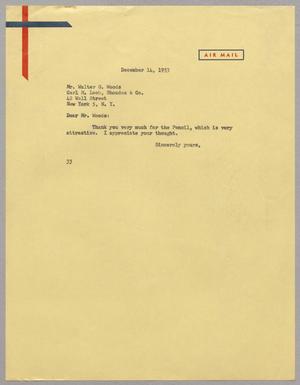 [Letter from Harris L. Kempner to Walter G. Woods, December 14, 1953]