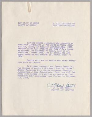 [Letter from County of Harris, December 9, 1953]