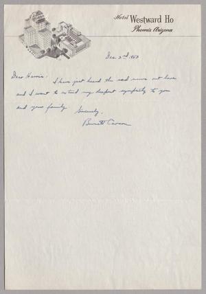 [Letter from Burnett Carson to Harris, December 2, 1953]