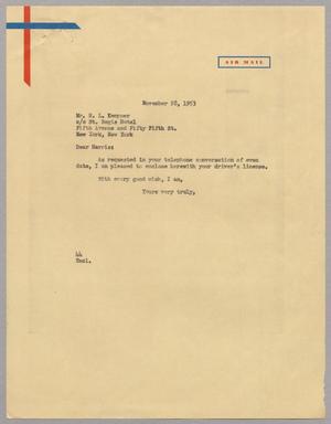 [Letter from A. H. Blackshear, Jr. to Mr. H. L. Kempner, November 28, 1953]