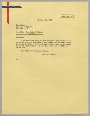 [Letter from Harris L. Kempner to The Gotham, November 25, 1953]