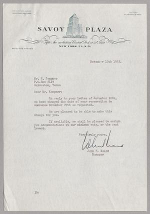 [Letter from John F. Isard to Mr. H. Kempner, November 12, 1953]