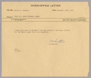 [Inter-Office Letter from J. Margaret Sutton to Harris Leon Kempner, November 12, 1953]