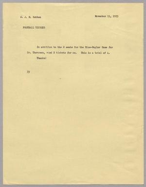 [Letter from Harris L. Kempner to J. M. Sutton, November 11, 1953]