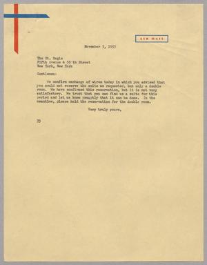 [Letter from Harris L. Kempner to The St. Regis, November 5, 1953]