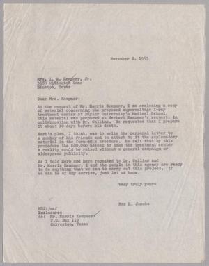 [Letter from Max H. Jacobs to Mrs. I. H. Kempner, Jr., November 2, 1953]