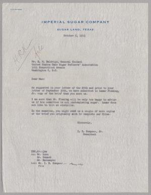 [Letter from I. H. Kempner, Jr. to Mr. H. M. Baldrige, October 6, 1953]