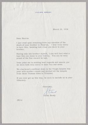 [Letter from Julian Brody to Harris, March 19, 1954]