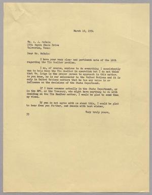 [Letter from Harris L. Kempner to Mr. A. J. McSain, March 18, 1954]