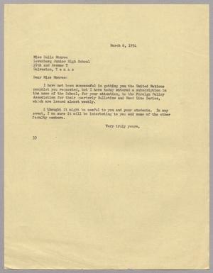 [Letter from Harris L. Kempner to Miss Della Monroe, March 6, 1954]