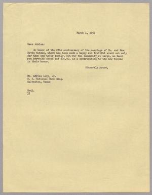 [Letter from Harris L. Kempner to Adrian Levy, Jr., March 1, 1954]