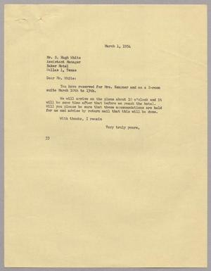 [Letter from Harris L. Kempner to Mr. S. Hugh White, March 1, 1954]