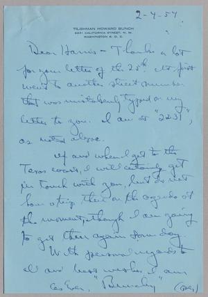 [Letter from Tilghman Howard Bunch to Harris Kempner, February 4, 1954]