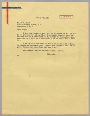 [Letter from Harris L. Kempner to Mr. T. H. Bunch, January 25, 1954]