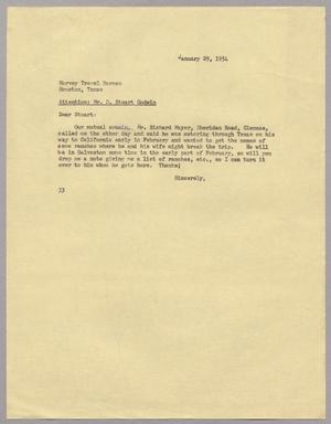 [Letter from Harris L. Kempner to Harvey Travel Bureau, January 29, 1954]