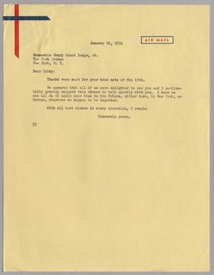 [Letter from Harris L. Kempner to Honorable Henry Cabot Lodge, Jr., January 21, 1954]