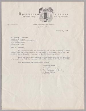 [Letter from C. Lamar Wallis to Mr. Harris L. Kempner, January 2, 1954]