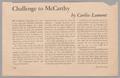 Primary view of [Clipping: Challenge to McCarthy]
