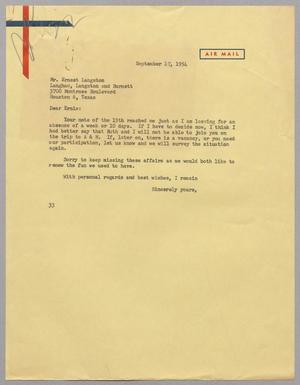 [Letter from Harris L. Kempner to Mr. Ernest Langston, September 17, 1954]