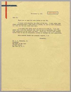 [Letter from Harris L. Kempner to Mr. A. C. Simmonds, Jr., September 8, 1954]