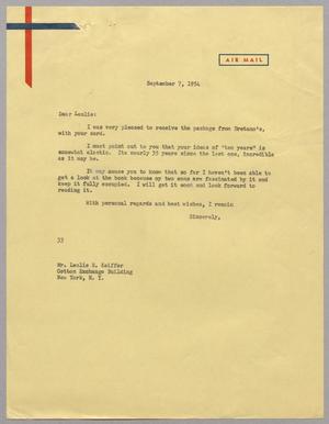 [Letter from Harris L. Kempner to Mr. Leslie E. Keiffer, September 7, 1954]