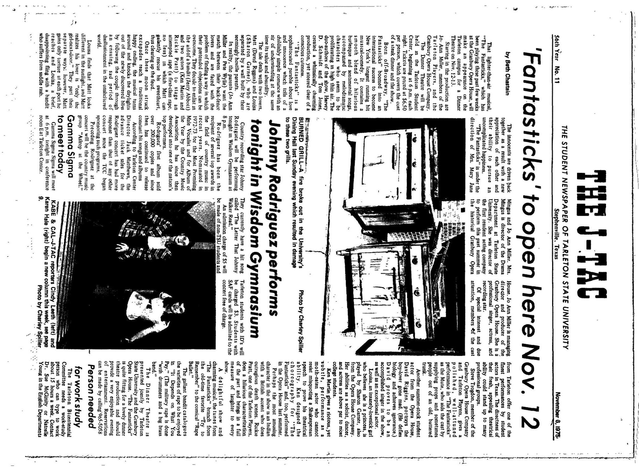 The J-TAC (Stephenville, Tex.), Vol. 56, No. 11, Ed. 1 Thursday, November 6, 1975
                                                
                                                    [Sequence #]: 1 of 12
                                                