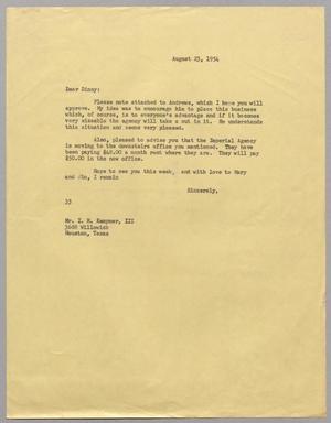[Letter from Harris L. Kempner to Mr. I. H. Kempner, III, August 23, 1954]