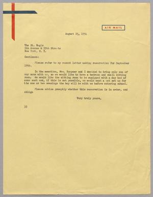 [Letter from Harris L. Kempner to The St. Regis, August 25, 1954]