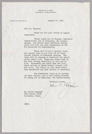 [Letter from John C. Boyden to Mr. Kempner, August 20, 1954]