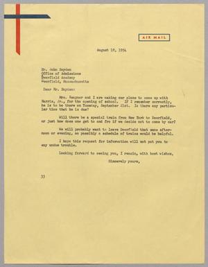 [Letter from Harris L. Kempner to Mr. John Boyden, August 18, 1954]